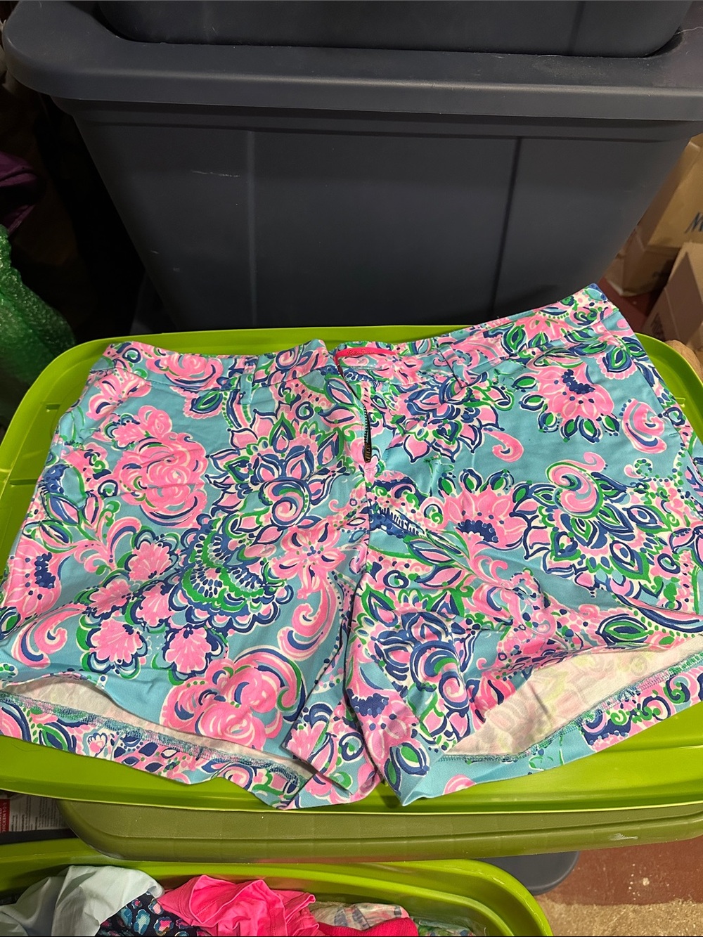 EUC- size 16 Lilly Pulitzer Pink & Aqua Floral Callahan Shorts